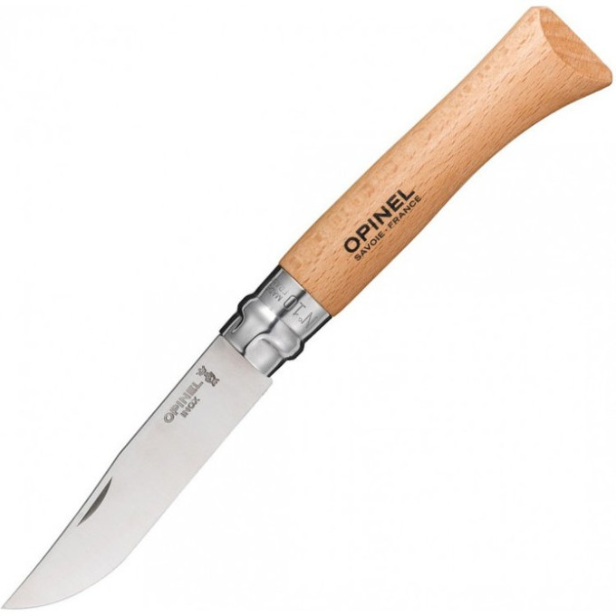 Нож OPINEL №10, нержавеющая сталь, рукоять из бука, блистер 001255