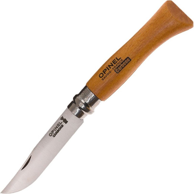 Нож OPINEL №8, углеродистая сталь, рукоять из дерева бука, с чехлом, в деревянной коробке 000815